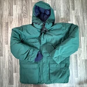 Eddie Bauer Green Insulated Hooded Parka Winter Coat Mens, Great Outdoor Jacket